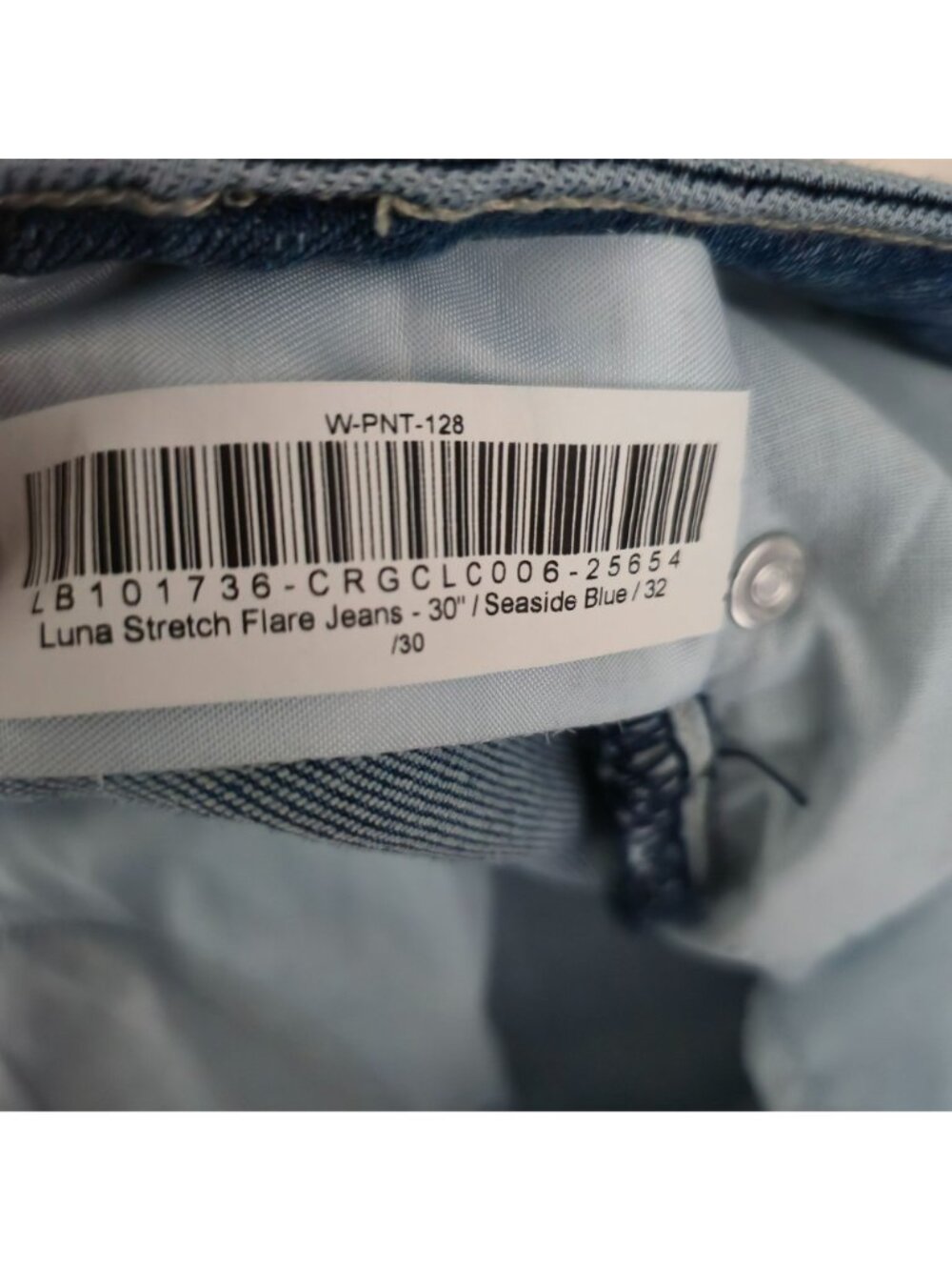 Quince Luna Stretch Flare Jeans Sz 32 High Rise Minimalist Light Blue Wash Denim - Picture 9 of 9